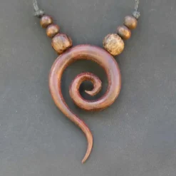 Spirale Holzschmuck Kette Collier geschnitzt