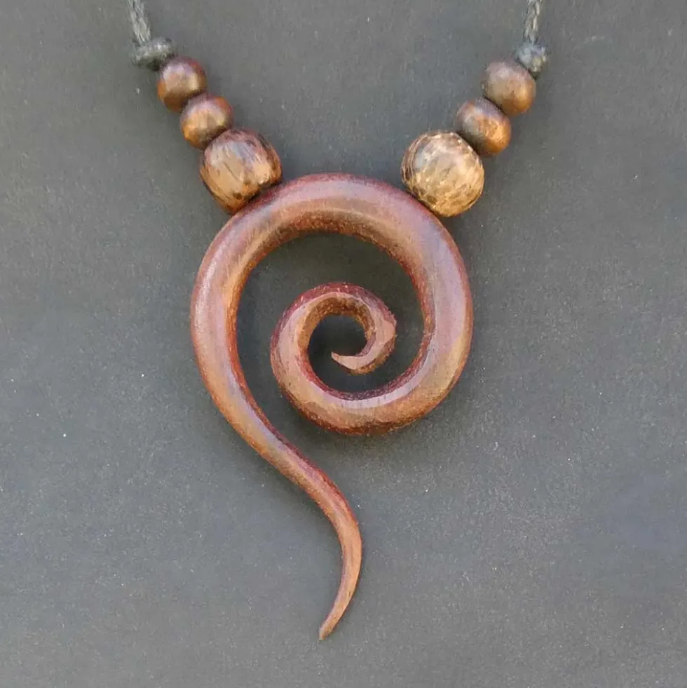 Spirale Holzschmuck Kette Collier geschnitzt