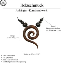 Spirale Holzschmuck Kette Collier geschnitzt
