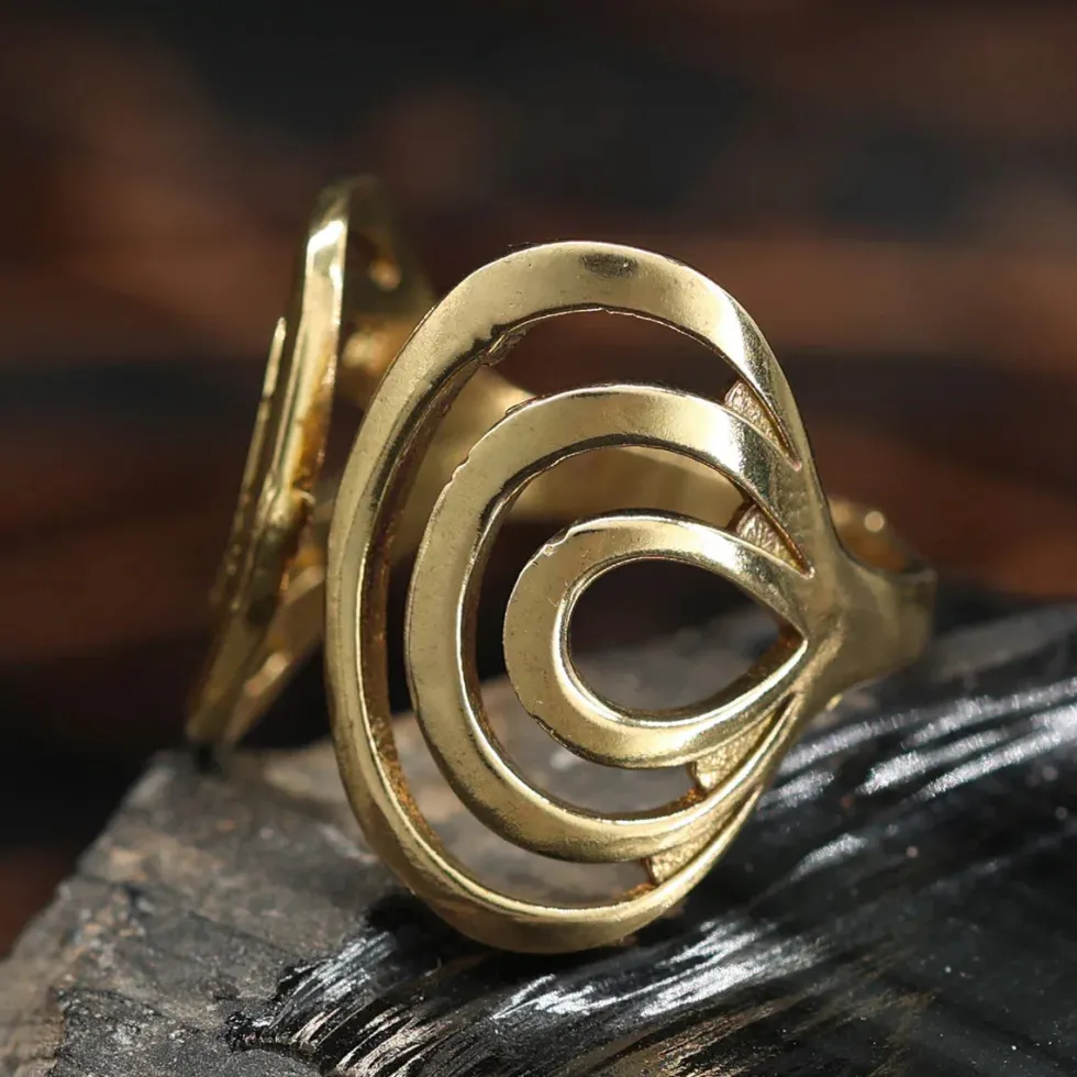 Spiralen Damen Ring größenverstellbar Messing Damen Schmuck
