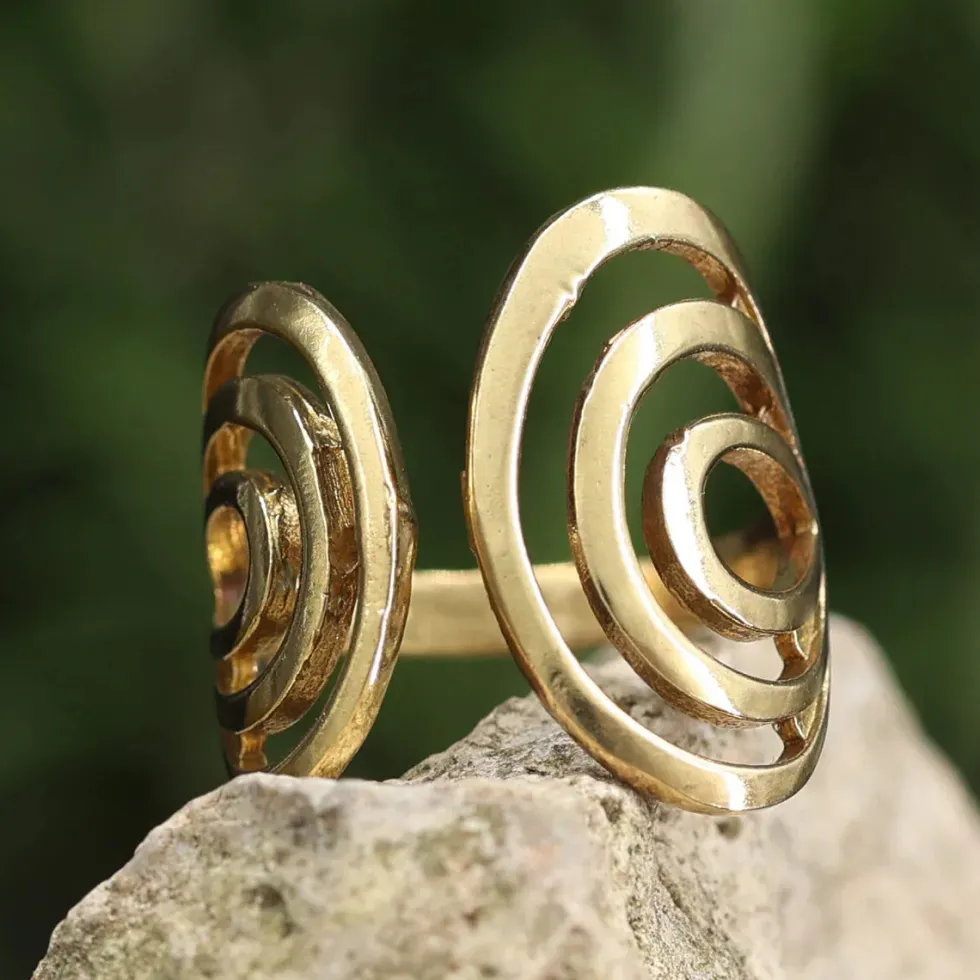 Spiralen Damen Ring größenverstellbar Messing Damen Schmuck