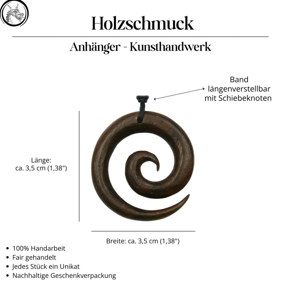 Spiralen Holz Halskette 3,5 cm 2-farbig Kette Schmuck