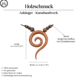Spiralen Kette rotes Holz Schmuck Anhänger
