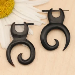 Spirale Ohrschmuck Hänger aus Horn (Paar)