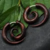 Spirale Ohrschmuck Holz Fake Piercing Ohrring (Paar)