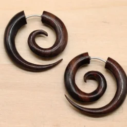 Spirale Ohrschmuck Holz Fake Piercing Ohrring (Paar)