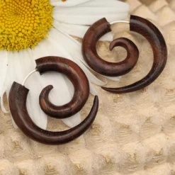 Spirale Ohrschmuck Holz Fake Piercing Ohrring (Paar)