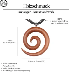 Spirale Sabo Holz Ø 6cm Schmuck Anhänger