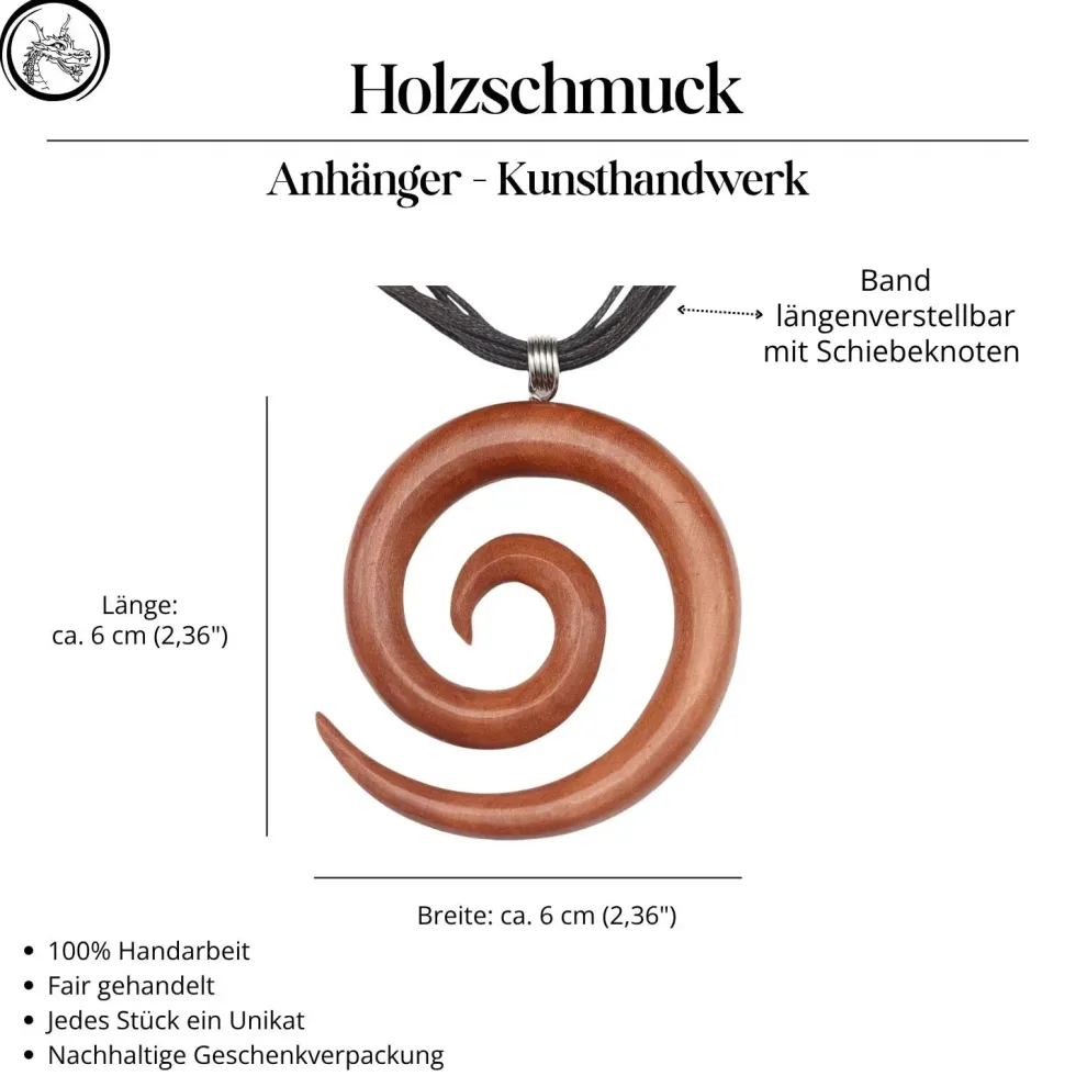 Spirale Sabo Holz Ø 6cm Schmuck Anhänger