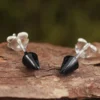 Spitze schwarz Ohrstecker Sterlingsilber Ohrschmuck