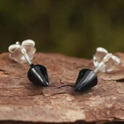Spitze schwarz Ohrstecker Sterlingsilber Ohrschmuck