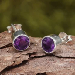 Steinschmuck Amethyst Ohrstecker 925 Silber (Paar)