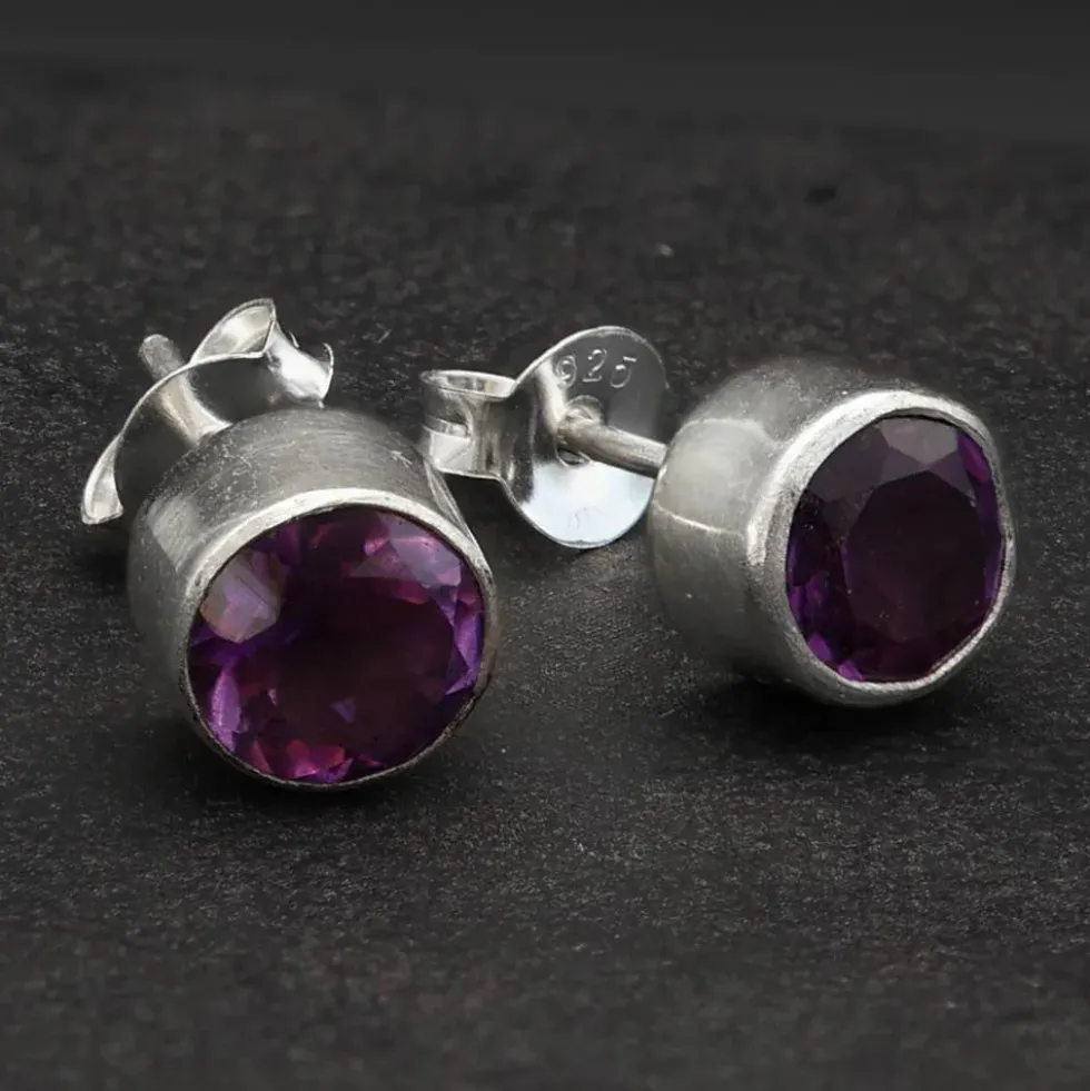 Steinschmuck Amethyst Ohrstecker 925 Silber (Paar)