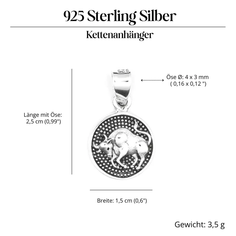 Stier Schmuck Astrologie Sternzeichen 925 Silber Anhänger Schmuck