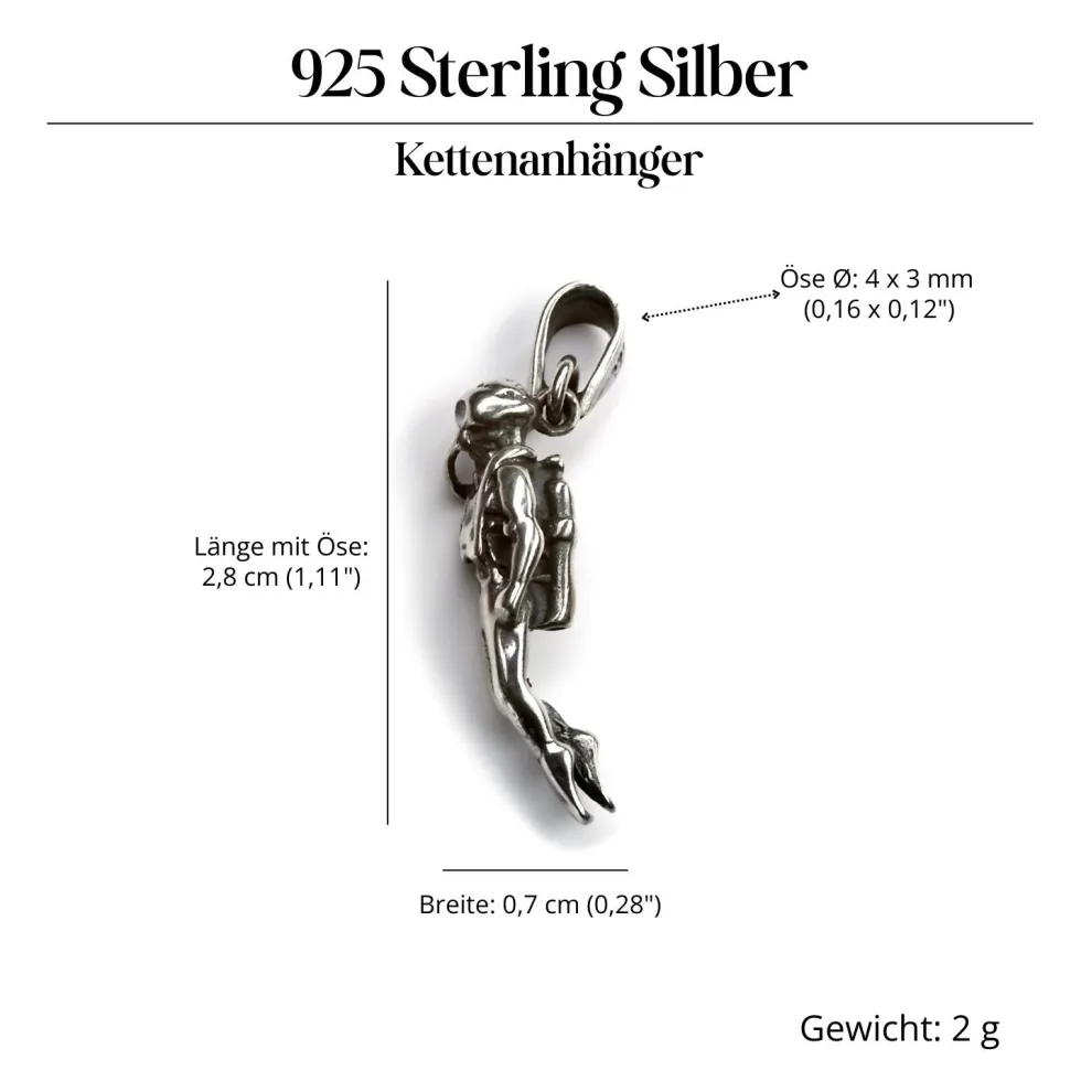 Taucher Anhänger Schmuck 925 Silber Kettenanhänger