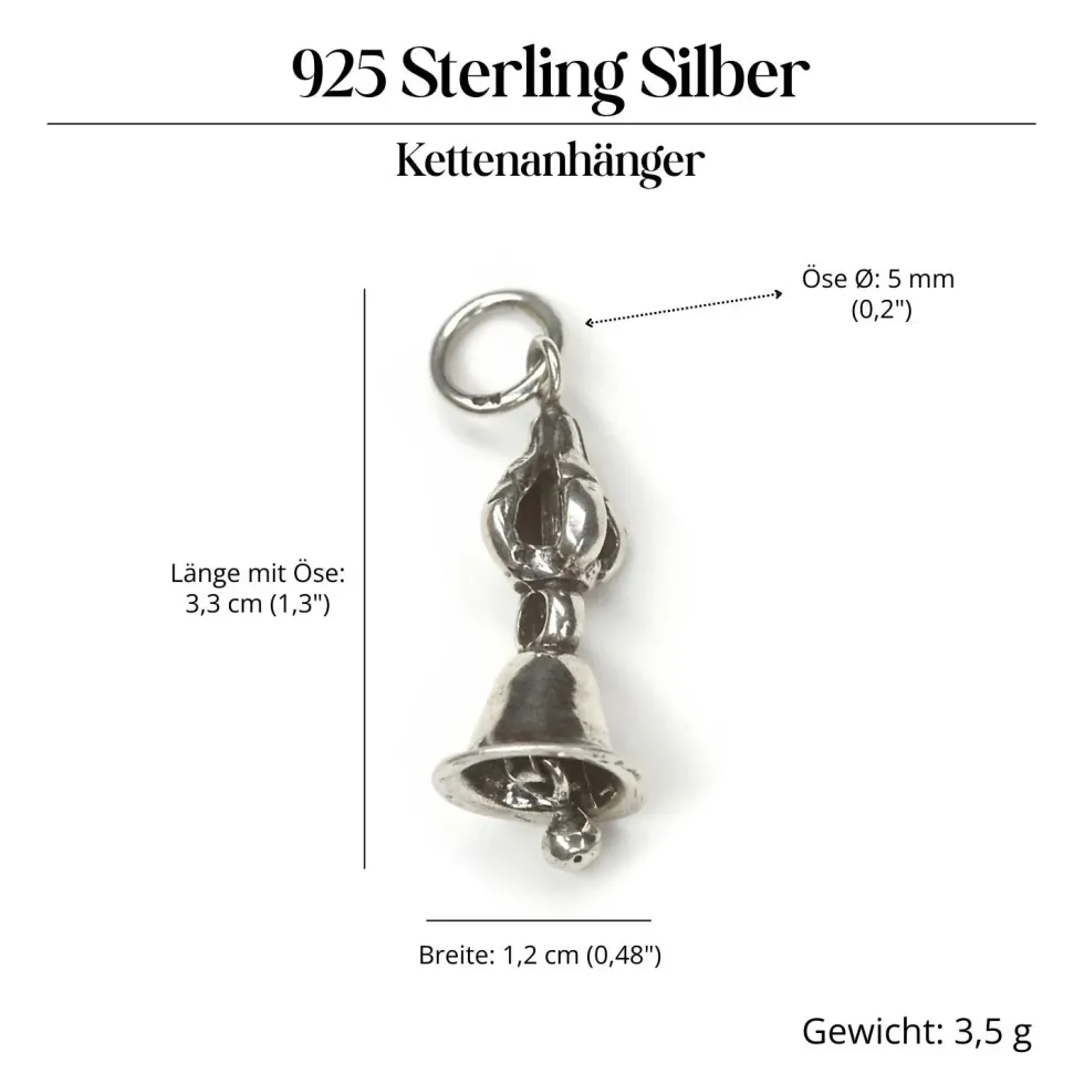 Tempelglocke Kettenanhänger 925 Silber Schmuck