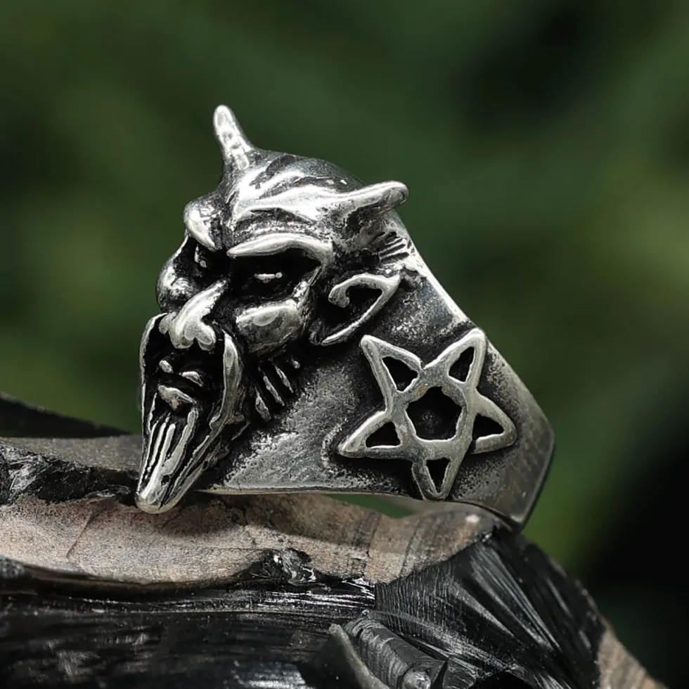 Teufel Ring Gothik Schmuck 925 Silber Devil