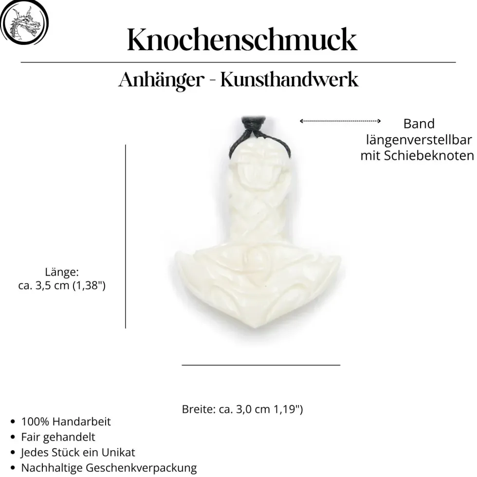 Thor Hammer Schmuck aus Knochen Kette