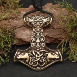 Thors Hammer Anhänger Bronze Schmuck groß massiv