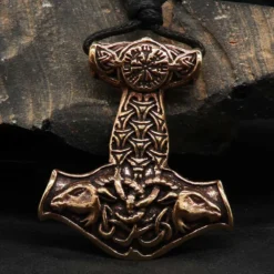 Thors Hammer Anhänger Bronze Schmuck groß massiv