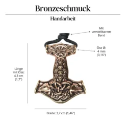 Thors Hammer Anhänger Bronze Schmuck groß massiv