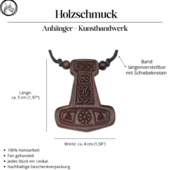 Thorshammer Anhänger Holz Wikingerschmuck