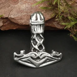Thors Hammer Anhänger massiv 925 Silber geflochtener Thorshammer