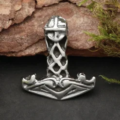 Thors Hammer Anhänger massiv 925 Silber geflochtener Thorshammer
