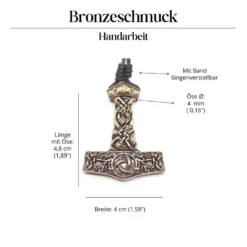 Thorshammer Anhänger Schmuck Kette massiv Bronze