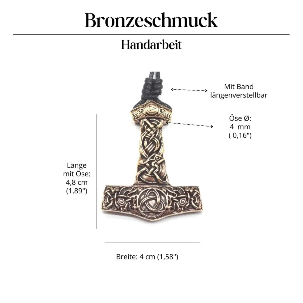 Thorshammer Anhänger Schmuck Kette massiv Bronze