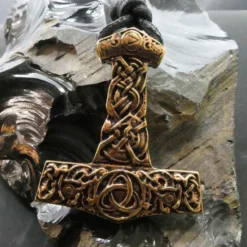 Thorshammer Anhänger Schmuck Kette massiv Bronze