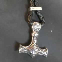 Thorshammer Armband Leder mit Edelstahl Schiebe Verschluss