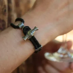 Thorshammer Armband Leder mit Edelstahl Schiebe Verschluss
