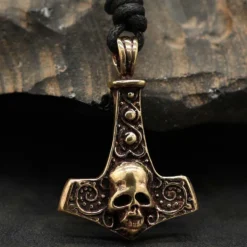 Thors Hammer Bronzeschmuck Anhänger mit Totenkopf