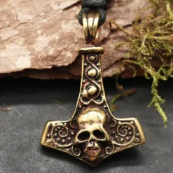 Thors Hammer Bronzeschmuck Anhänger mit Totenkopf