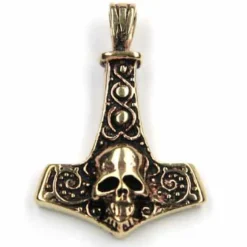 Thors Hammer Bronzeschmuck Anhänger mit Totenkopf