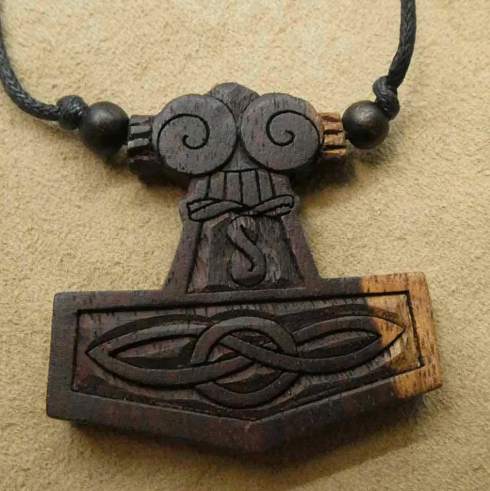 Thors Hammer 2-farbiger Holz Anhänger