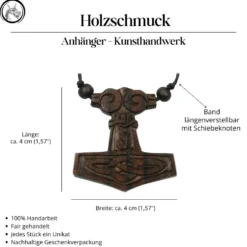 Thors Hammer 2-farbiger Holz Anhänger