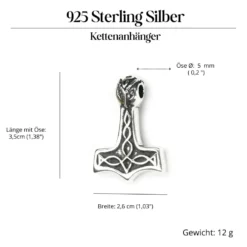 Thors Hammer fein Schmuck Anhänger aus Silber 925