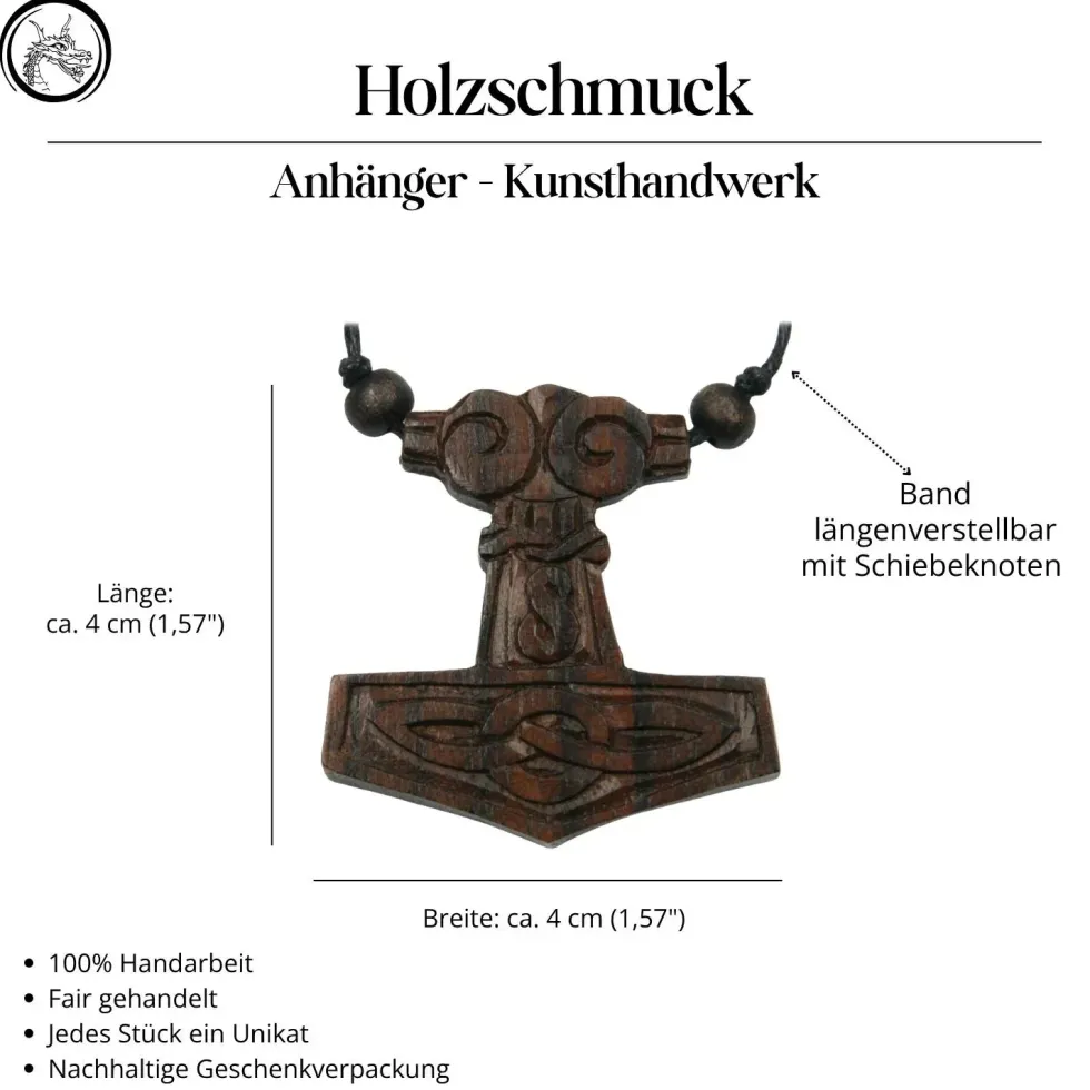 Thors Hammer Holzschmuck Anhänger