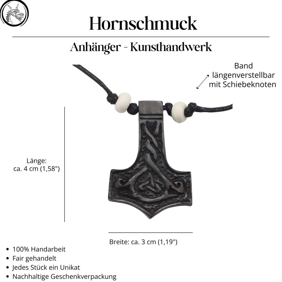 Thorshammer Horn Schmuck Anhänger Halskette