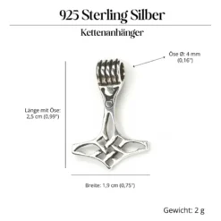 Thors Hammer klein Kettenanhänger Silberschmuck 925 Silber