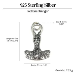 Thors Hammer Kreuz Schmuck Anhänger aus Silber 925