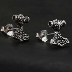 Thorshammer Ohrring 925 Silber 10mm Ohrschmuck