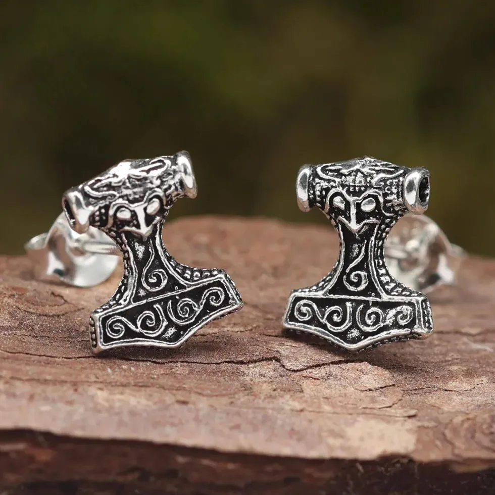 Thorshammer Ohrring 925 Silber 10mm Ohrschmuck