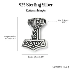 Thors Hammer Schmuck Anhänger aus Silber 925 Silber