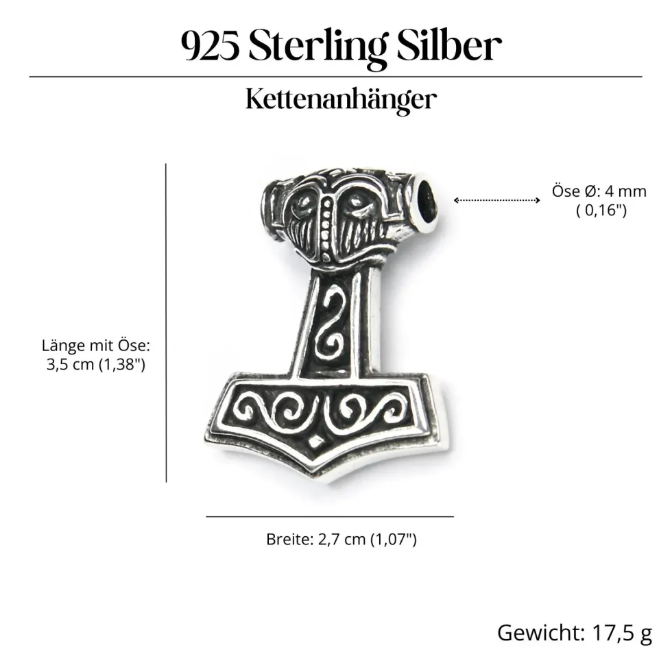 Thors Hammer Schmuck Anhänger aus Silber 925 Silber