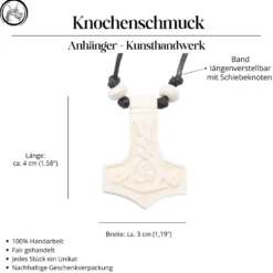 Thorshammer Schmuck Anhänger Halskette Knochen