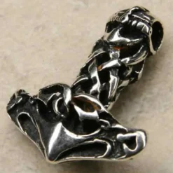 Thors Hammer Schmuck Anhänger massiv Silber geflochten 925 Silber