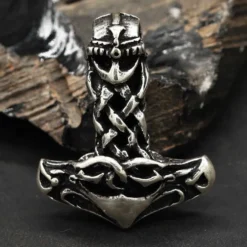 Thors Hammer Schmuck Anhänger massiv Silber geflochten 925 Silber
